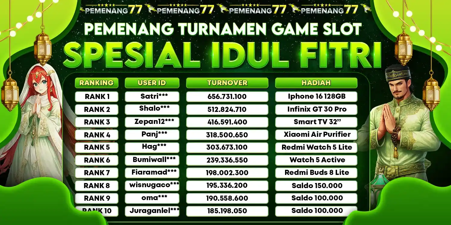 PEMENANG TURNAMEN SLOT IDUL FITRI